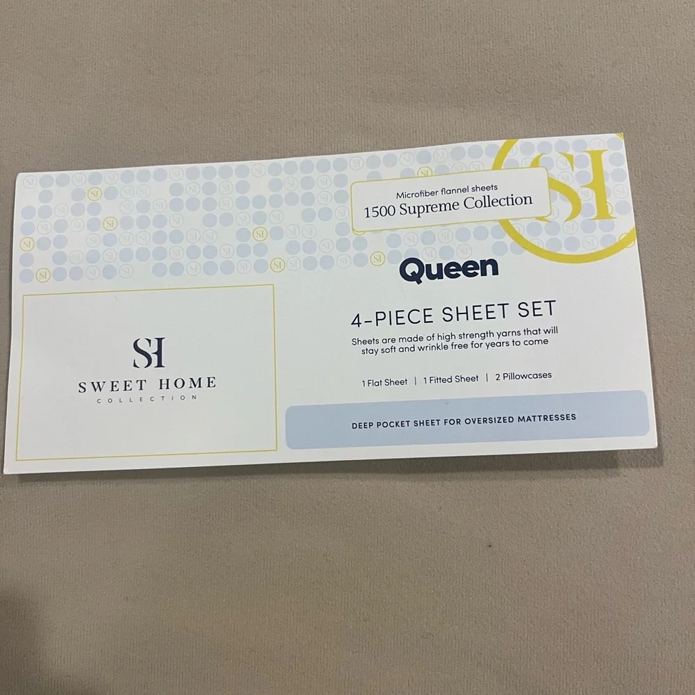 Warm Beige MicroFiber Queen Flannel Sheets Bedding Set